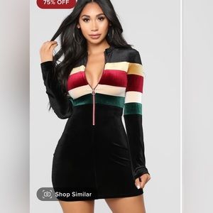 Velvet long sleeve mini dress